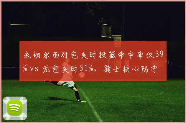 米切尔面对包夹时投篮命中率仅39% vs 无包夹时51%，骑士核心防守陷阱难破